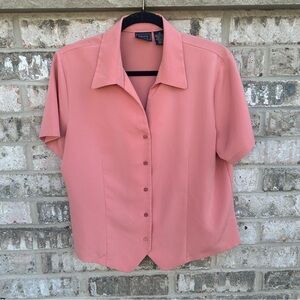 Laura Scott Coral Button-Down Shirt
